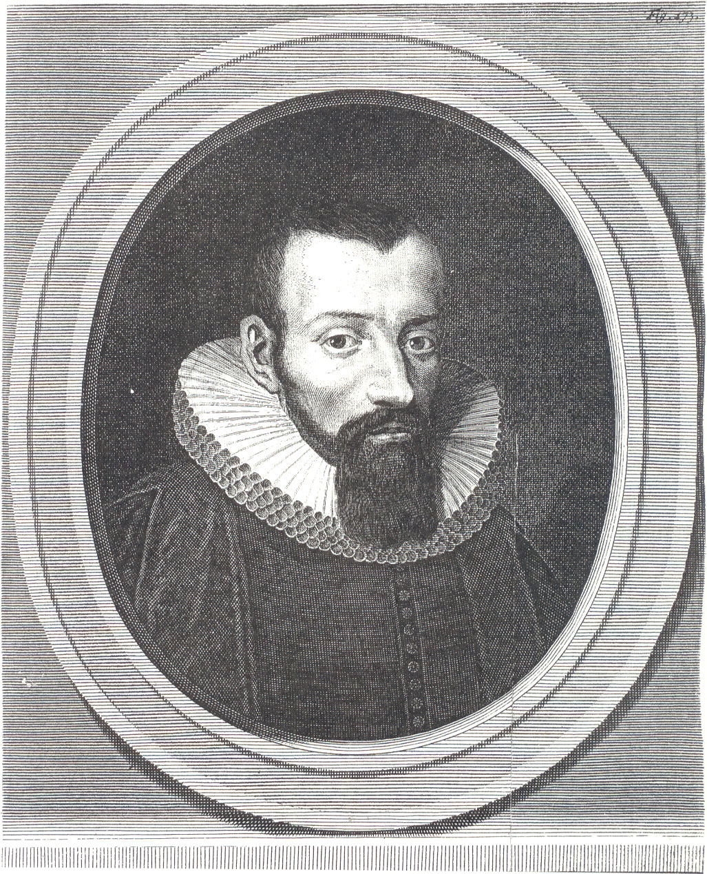 Historical engraving portrait of Bartholomäus Keckermann (1572–1609), scholar of Danzig, from Reinhold Curicke's Der Stadt Dantzig historische Beschreibung, 1687